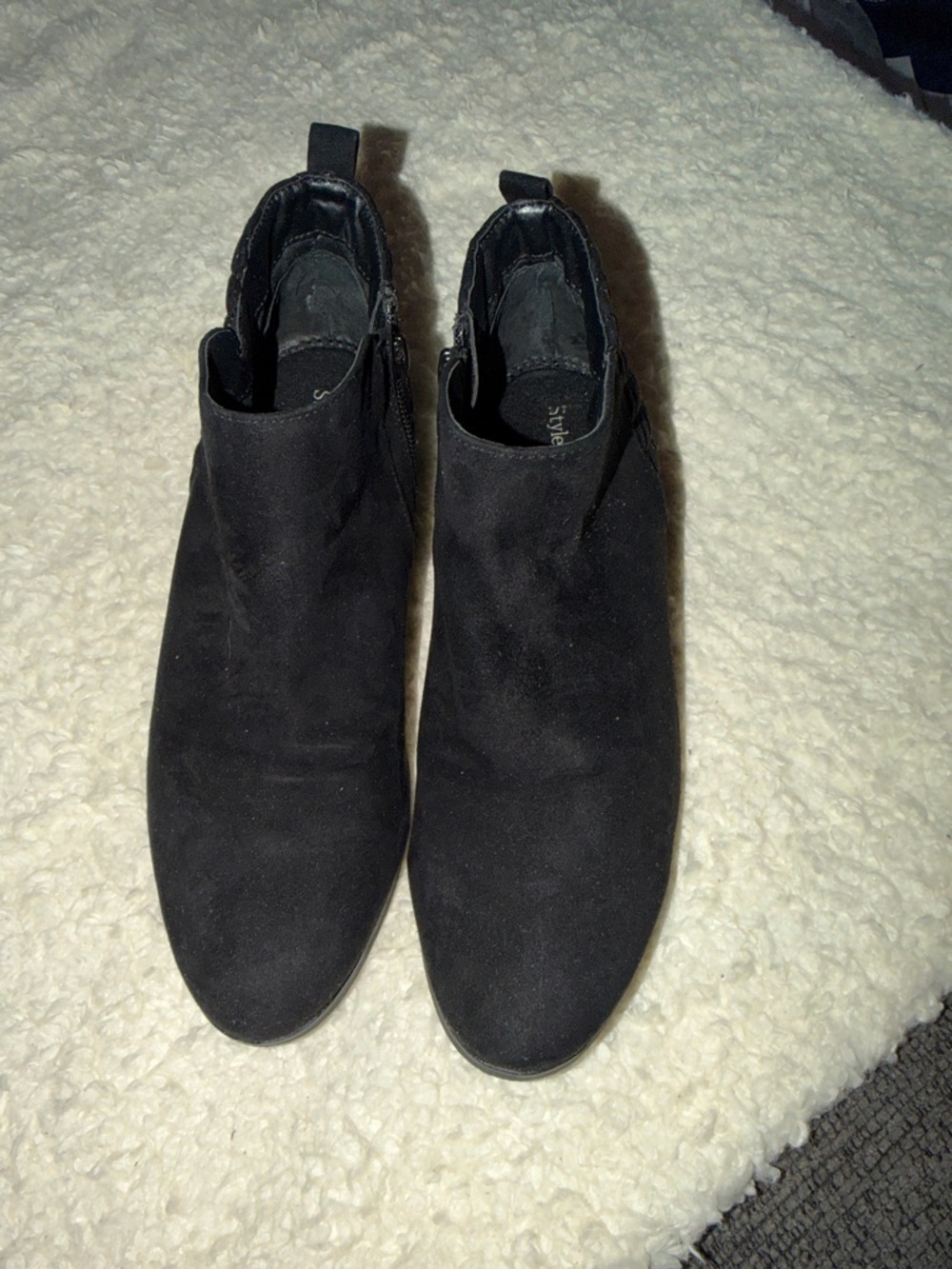 Style & Co. Black Suede Ankle Booties